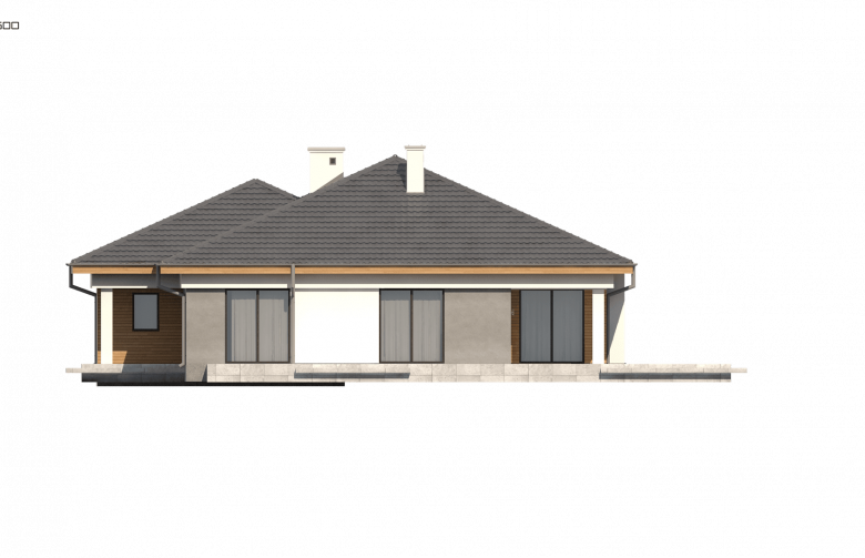 Projekt domu parterowego Z281 - elewacja 3