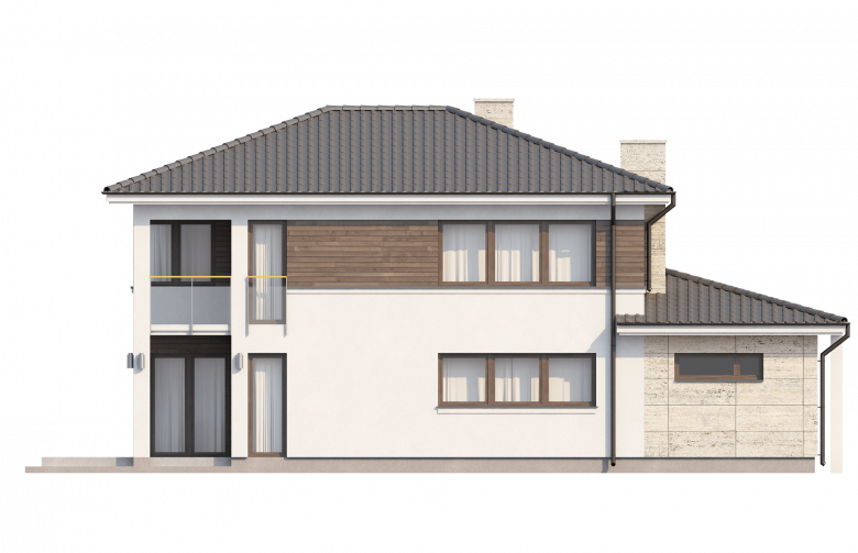 Projekt domu piętrowego Zx8 - elewacja 2
