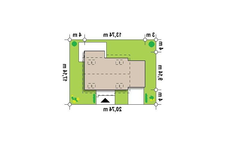 Projekt domu z poddaszem Z220 - Usytuowanie - wersja lustrzana