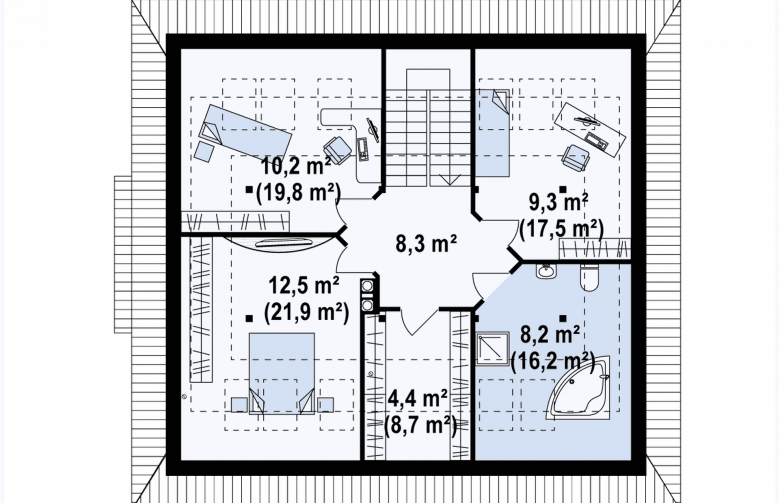 Projekt domu z poddaszem Z104 - rzut poddasza