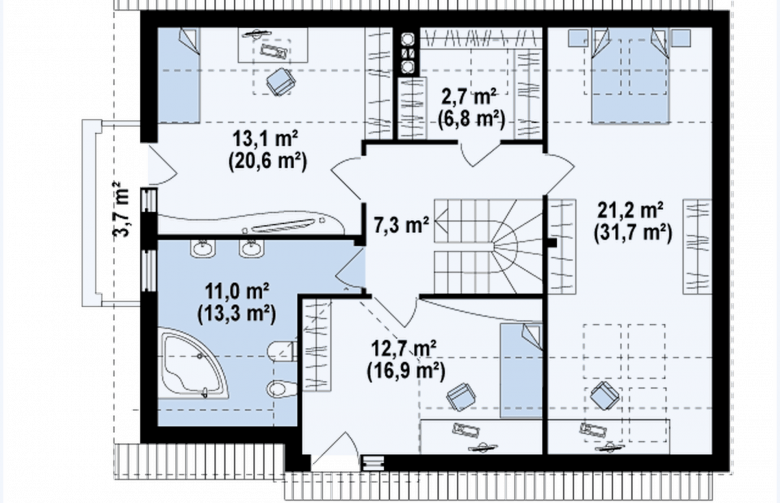 Projekt domu z poddaszem Z110 - rzut poddasza