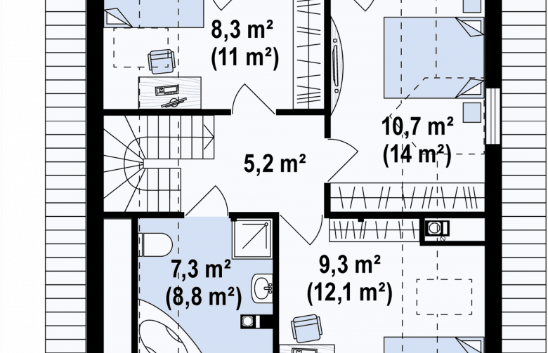 Projekt domu z poddaszem Z1 - rzut poddasza