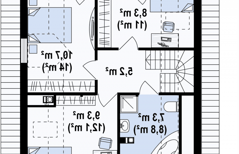 Projekt domu z poddaszem Z1 - rzut poddasza