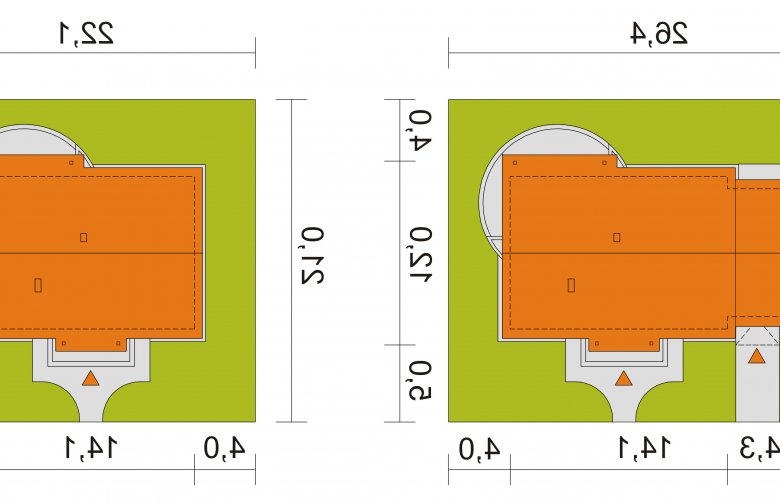 Projekt domu parterowego Anulka z garażem - Usytuowanie - wersja lustrzana