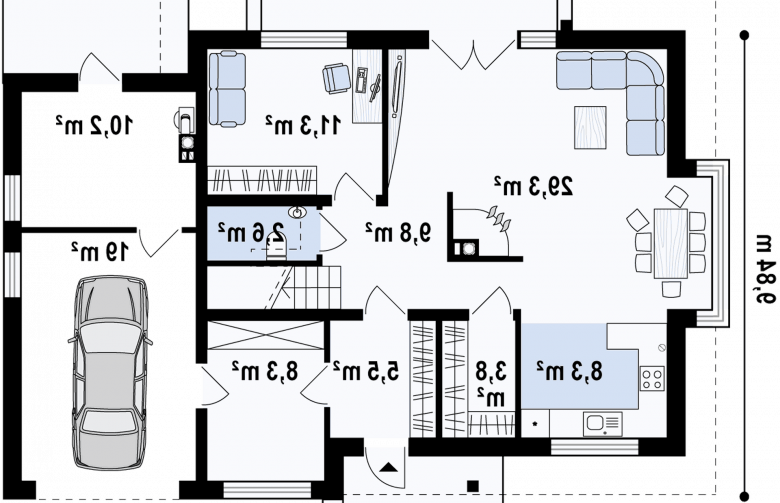 Projekt domu z poddaszem Z189 - rzut parteru