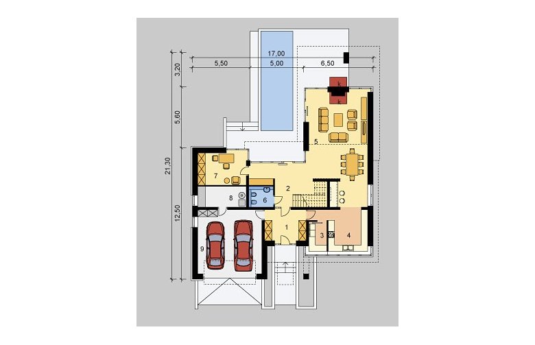 Projekt domu szkieletowego LK&624 - parter