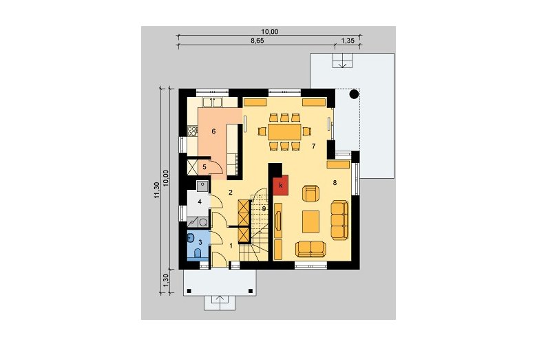 Projekt domu jednorodzinnego LK&627 - parter