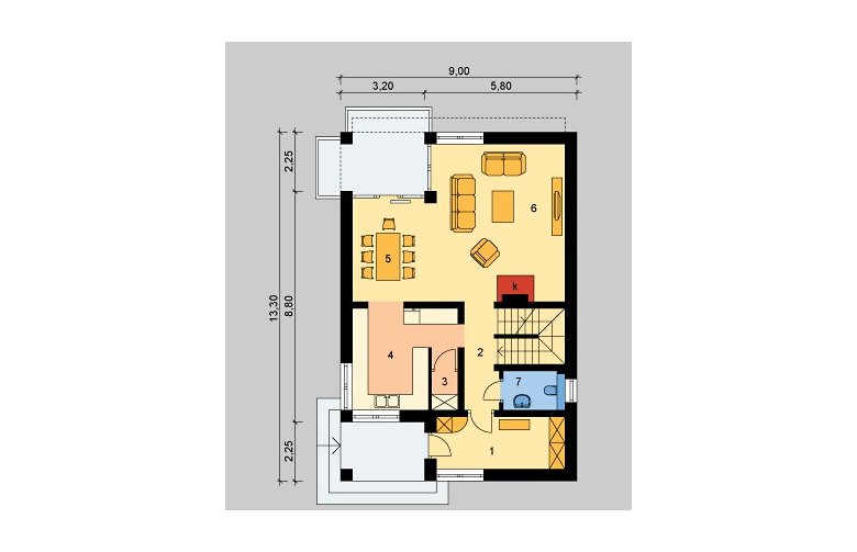 Projekt domu jednorodzinnego LK&616 - parter