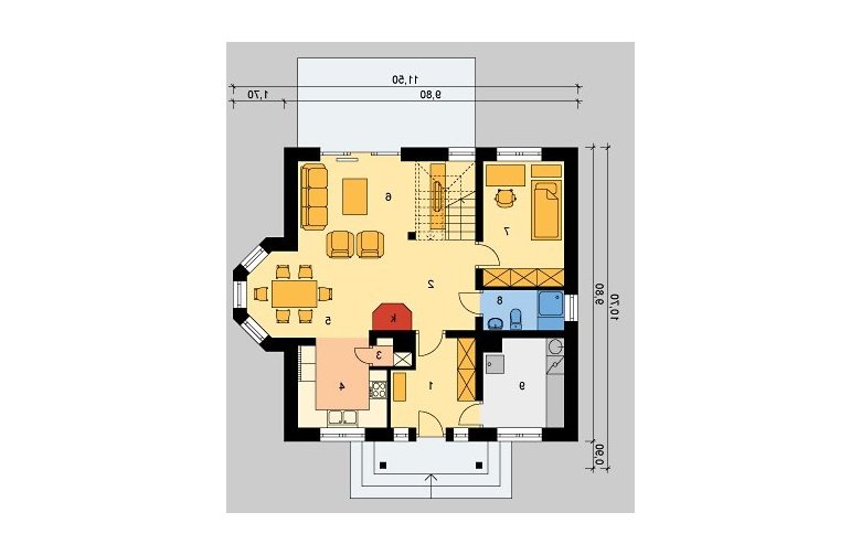 Projekt domu jednorodzinnego LK&629 - parter