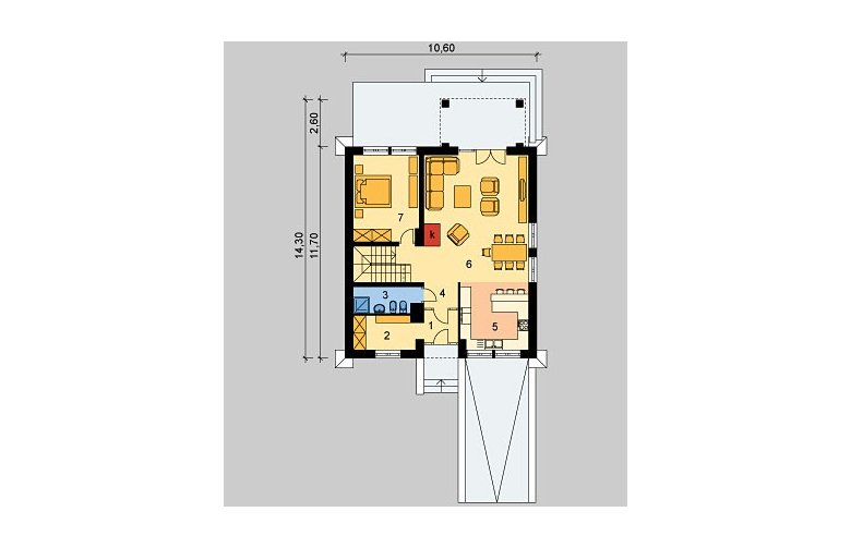 Projekt domu jednorodzinnego LK&625 - parter