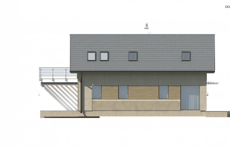 Projekt domu z poddaszem Z299 - elewacja 3