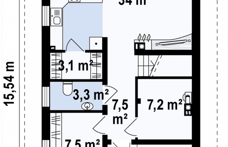 Projekt domu z poddaszem Z299 - rzut parteru