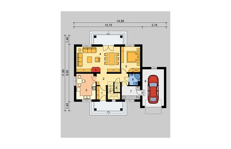 Projekt domu jednorodzinnego LK&637 - parter