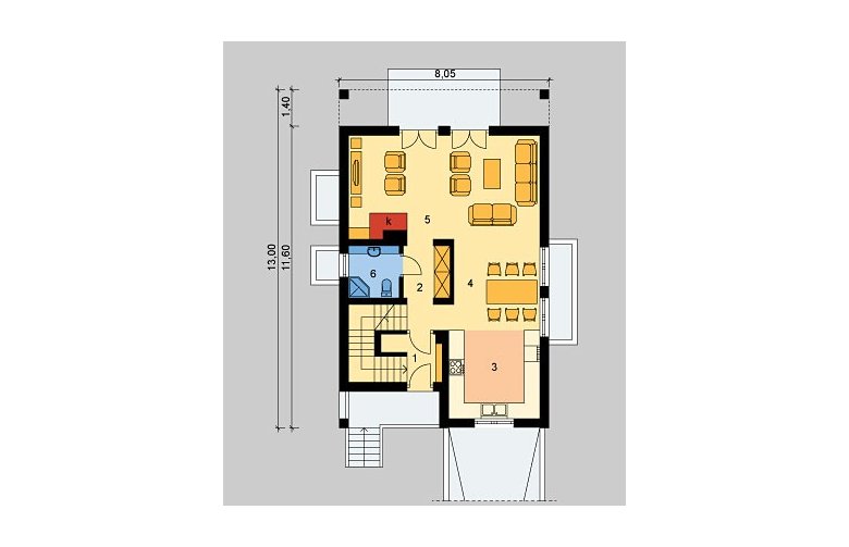 Projekt domu jednorodzinnego LK&641 - parter