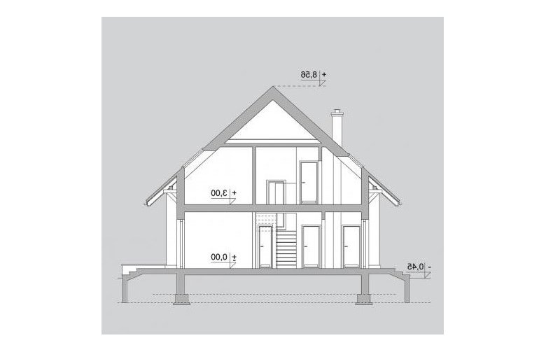 Projekt domu jednorodzinnego LK&649 - przekrój 1
