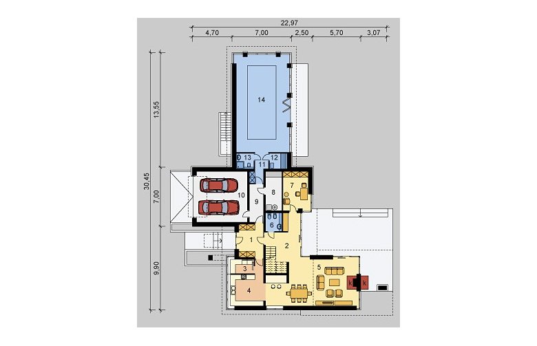 Projekt domu szkieletowego LK&655 - parter