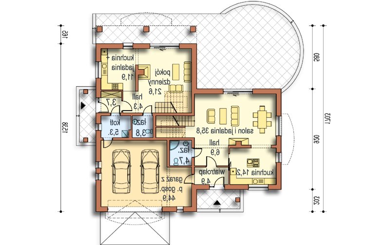 Projekt domu wielorodzinnego Klaudia 2-rodzinny - parter