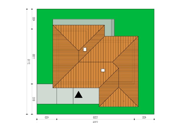 Projekt domu dwurodzinnego Olga - Usytuowanie - wersja lustrzana