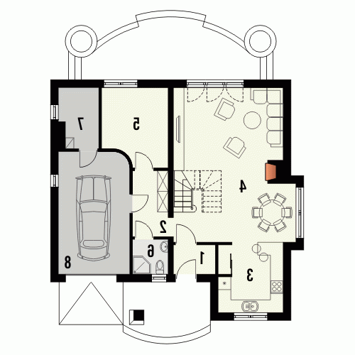 Rzut projektu MOMENT - wersja lustrzana