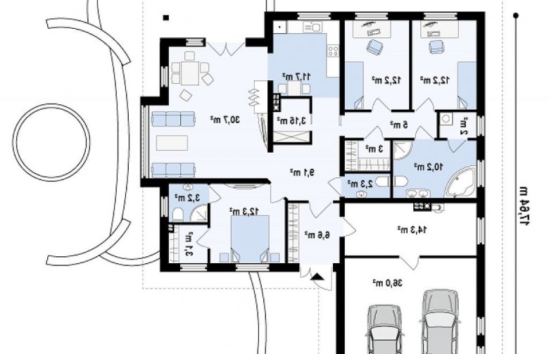 Projekt domu parterowego Z207 - rzut parteru