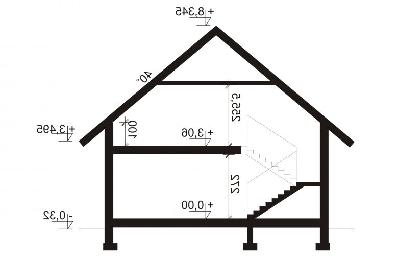 Projekt domu jednorodzinnego Korso 2 PS - przekrój 1