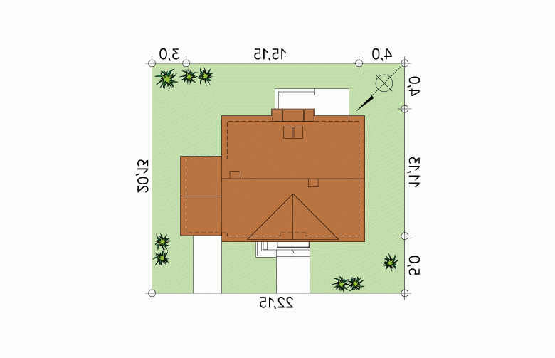 Projekt domu wielorodzinnego Hiacynt - Usytuowanie - wersja lustrzana