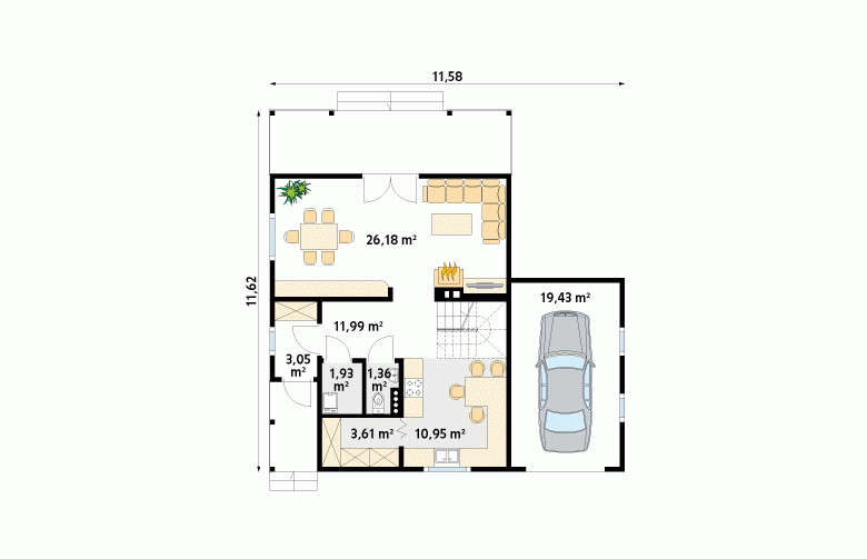 Projekt domu z bala Jaśmin 3 dr-S - 