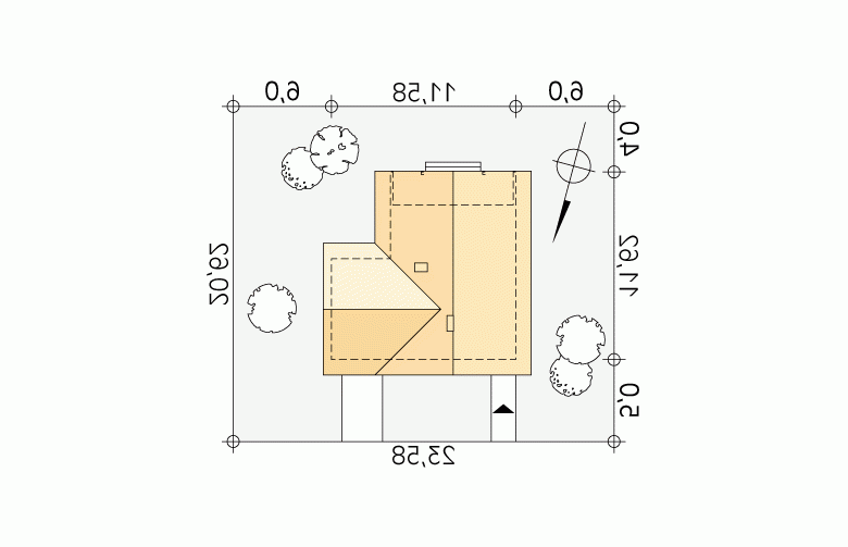 Projekt domu z bala Jaśmin 3 dr-S - Usytuowanie - wersja lustrzana