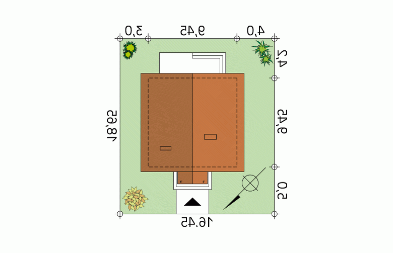 Projekt domu wielorodzinnego Kalina - Usytuowanie - wersja lustrzana