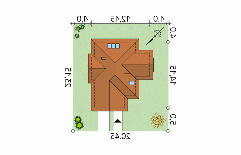 Projekt domu parterowego Kurant - Usytuowanie - wersja lustrzana