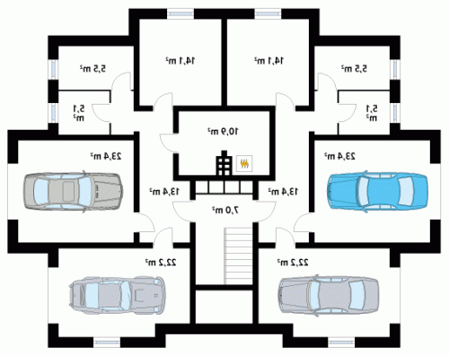 Rzut projektu Lazur - wersja lustrzana