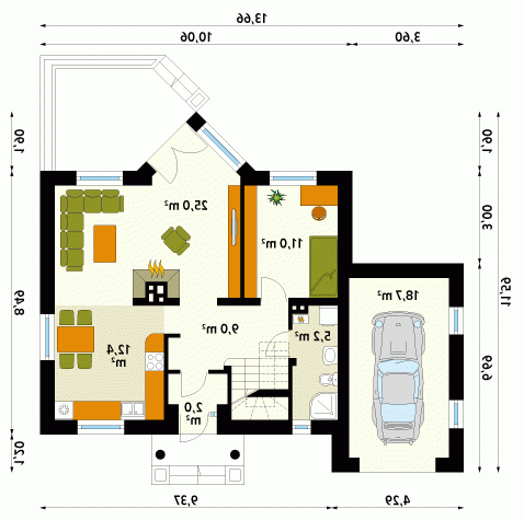 Rzut projektu Maciejka 2 - wersja lustrzana