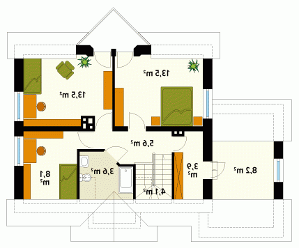 Rzut projektu Maciejka 2 - wersja lustrzana