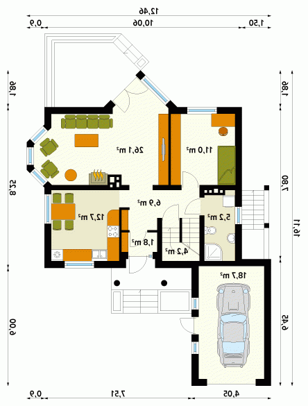 Rzut projektu Maciejka 3 - wersja lustrzana