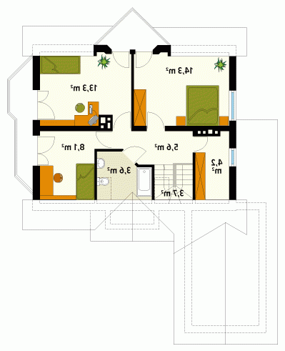 Rzut projektu Maciejka 3 - wersja lustrzana