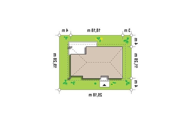 Projekt domu parterowego Z123 - Usytuowanie - wersja lustrzana