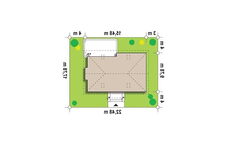 Projekt domu parterowego Z106 - Usytuowanie - wersja lustrzana