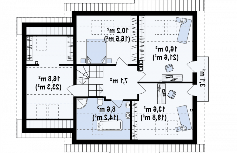 Projekt domu z poddaszem Z108 - rzut poddasza