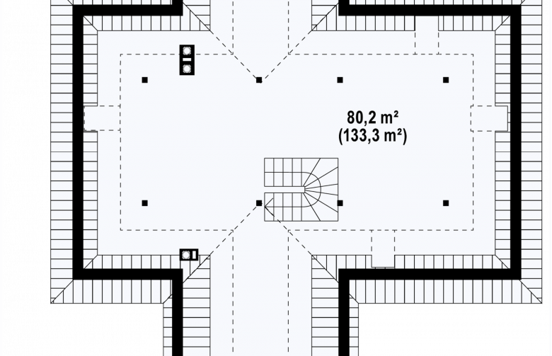 Projekt domu parterowego Z2 f+ L 40 - rzut poddasza