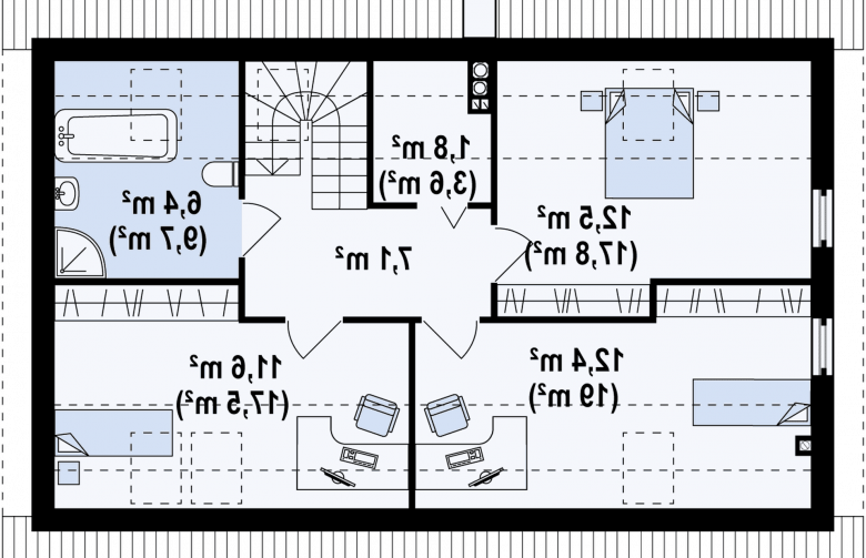 Projekt domu z poddaszem Z111 - rzut poddasza