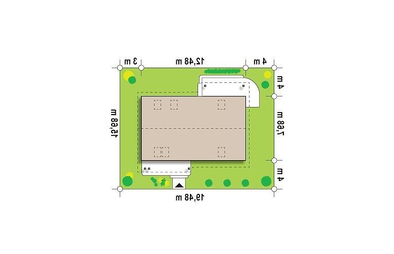 Projekt domu z poddaszem Z111 - Usytuowanie - wersja lustrzana