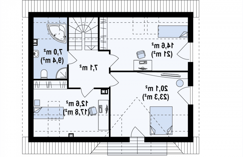 Projekt domu z poddaszem Z128 - rzut poddasza