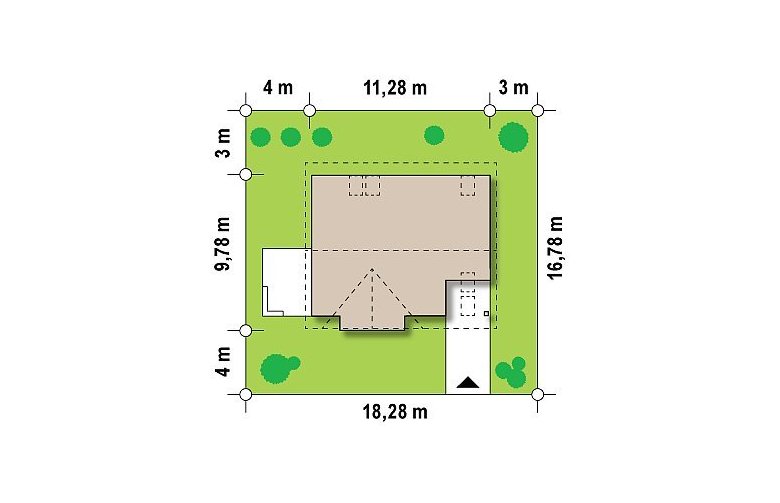 Projekt domu z poddaszem Z128 - Usytuowanie