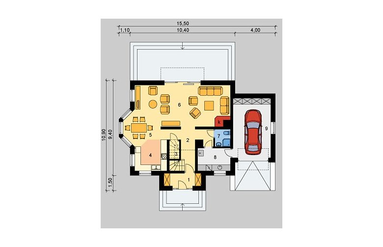 Projekt domu wielorodzinnego LK&675 - parter