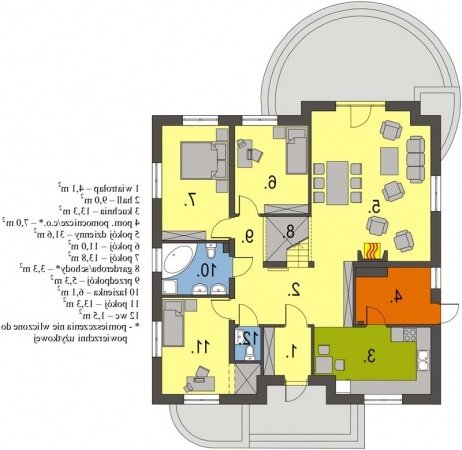 Rzut projektu Groszek - wersja lustrzana