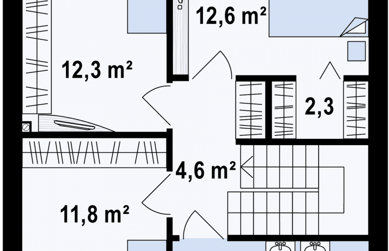 Projekt domu piętrowego Zx51 - rzut poddasza