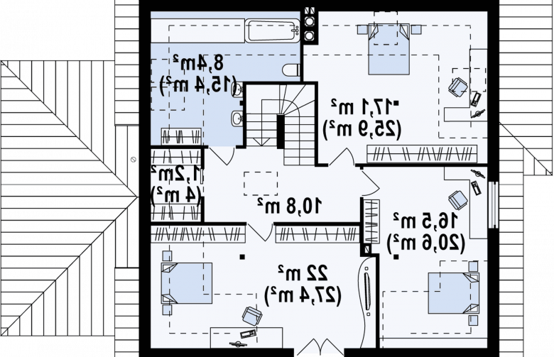 Projekt domu z poddaszem Z109 - rzut poddasza