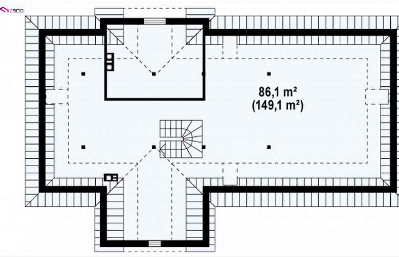 Projekt domu parterowego Z2 f+ L 40 GP ant - rzut poddasza