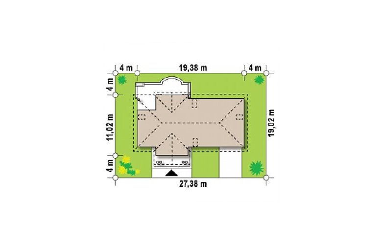 Projekt domu parterowego Z2 f+ L 40 GP ant - Usytuowanie