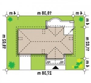 Usytuowanie budynku Z2 f+ L 40 GP ant w wersji lustrzanej